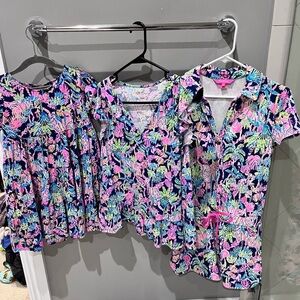 Lilly Pulitzer Pink and Blue Floral mommy and me family matching set oyster bay